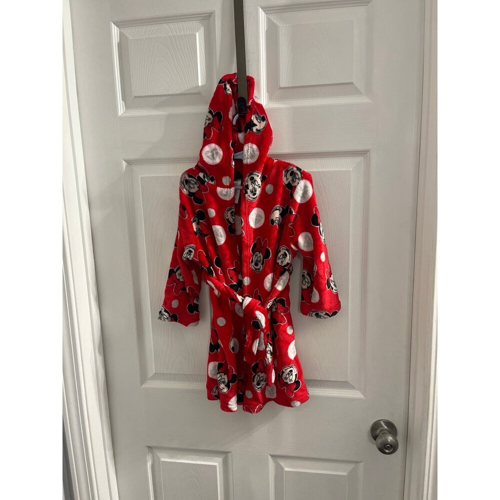 Disney Minnie Mouse Robe With Hood Size XS (4) Red